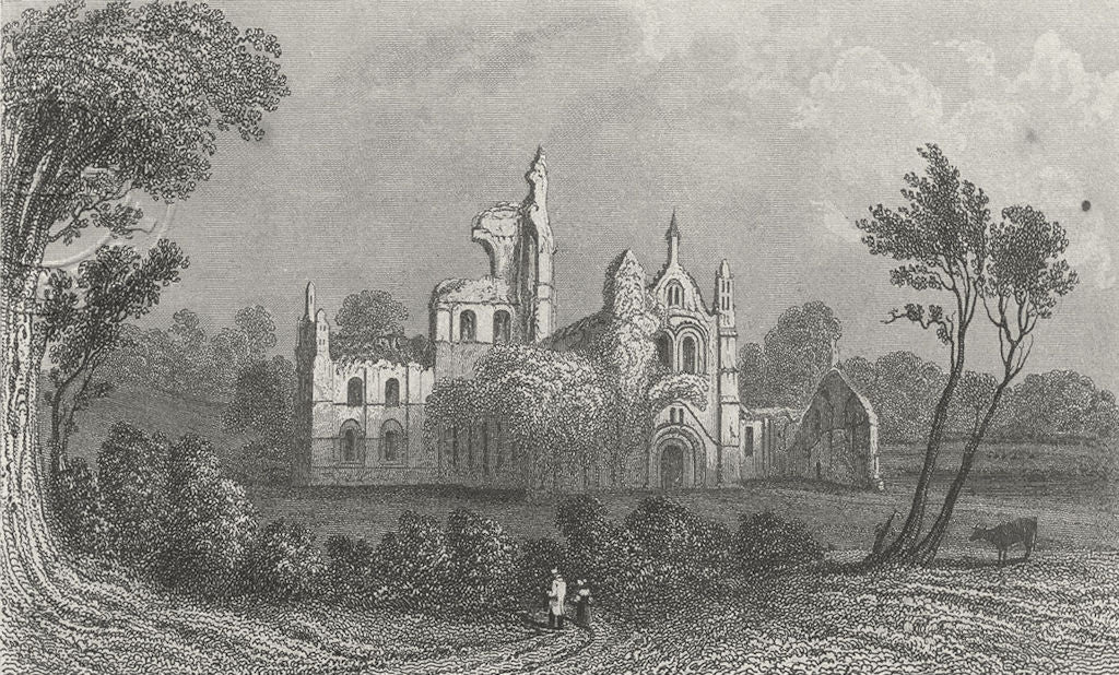 YORKS. Kirkstall Abbey, Leeds. DUGDALE c1840 old antique vintage print picture
